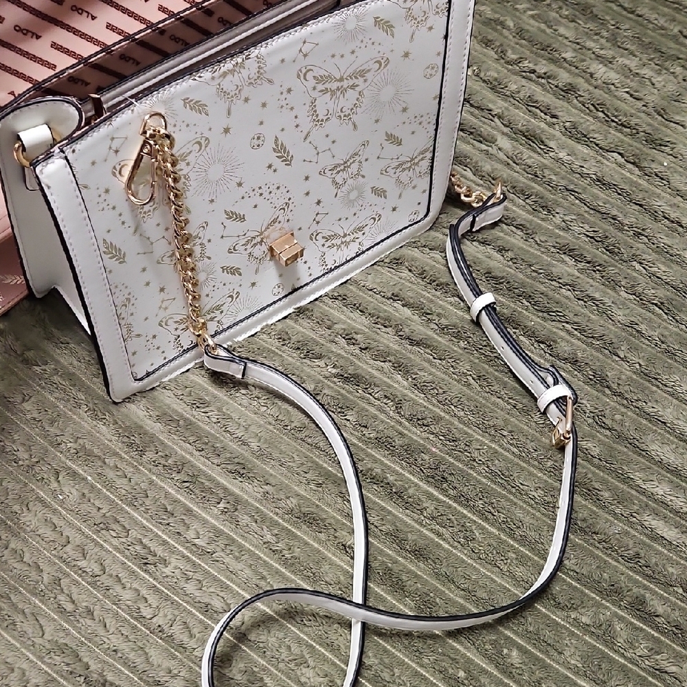 Aldo White and Gold Satchel with Butterfly Design - Picture 7 of 9